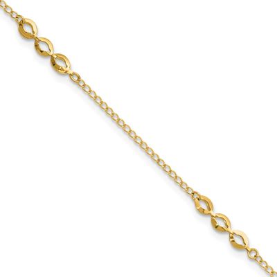 Station 9 Inch Plus 1 Inch Extender Anklet 14k Gold Polished LF1905-9 196904258859