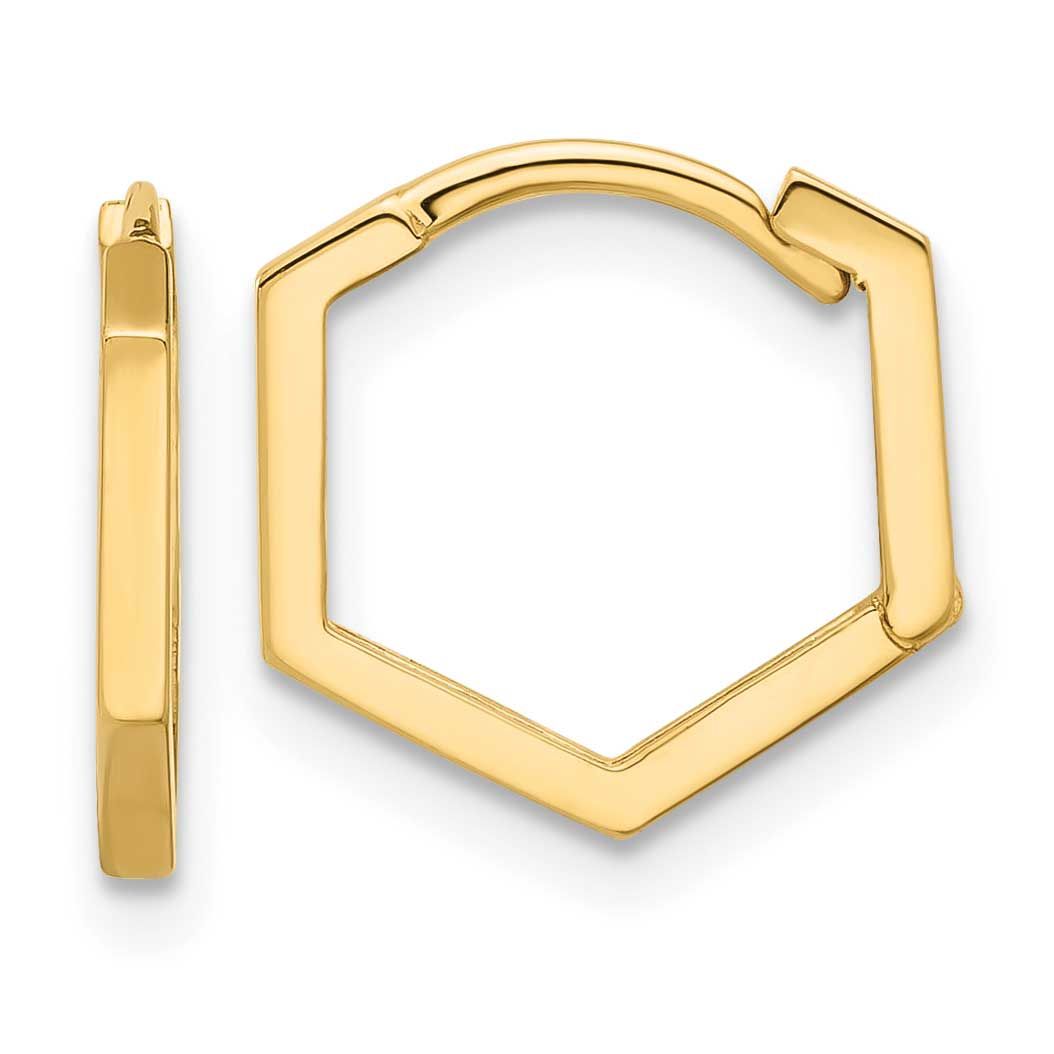 Geometric Hoop Earrings 10k Gold Polished 10LE672