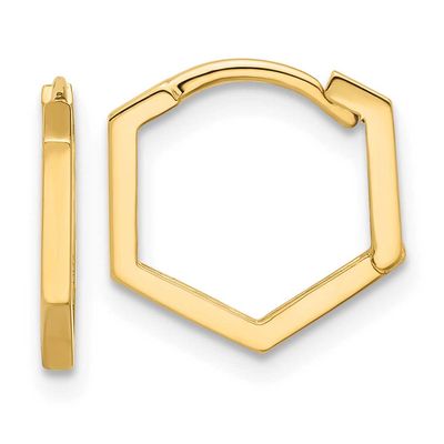 Geometric Hoop Earrings 10k Gold Polished 10LE672