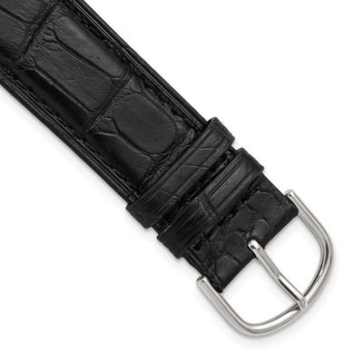 Debeer 22mm Black Matte Genuine Louisiana Alligator Leather with Silver-Tone Buckle 7.5 Inch Watch …