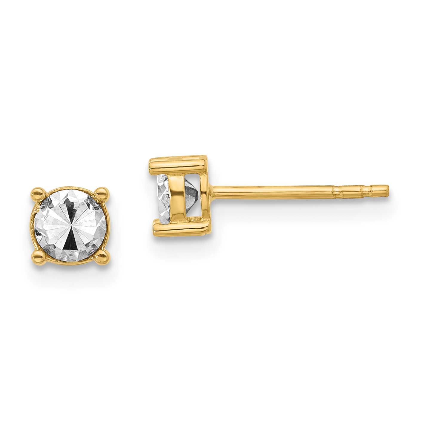Polished and Diamond-Cut Post Earrings 14k Gold with Rhodium LE2623 196904344095