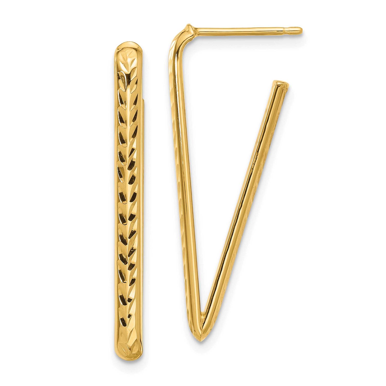Diamod-Cut Triangle Post Earrings 14k Gold Polished LE2690 196904341834