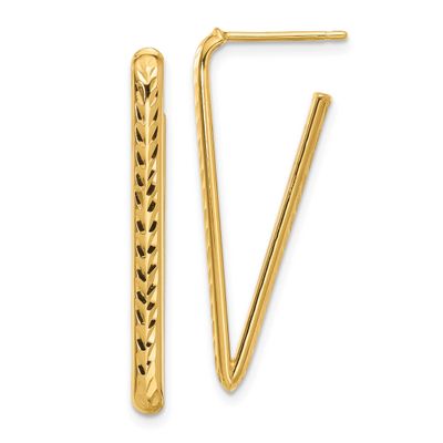Diamod-Cut Triangle Post Earrings 14k Gold Polished LE2690 196904341834