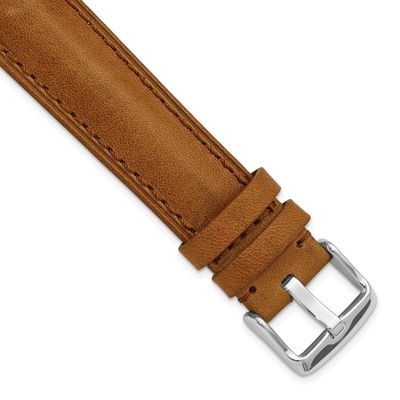 Debeer 20mm Saddle Brown Oil-Tanned Leather Stitched with Silver-Tone Buckle 8 Inch Watch Band BA56…