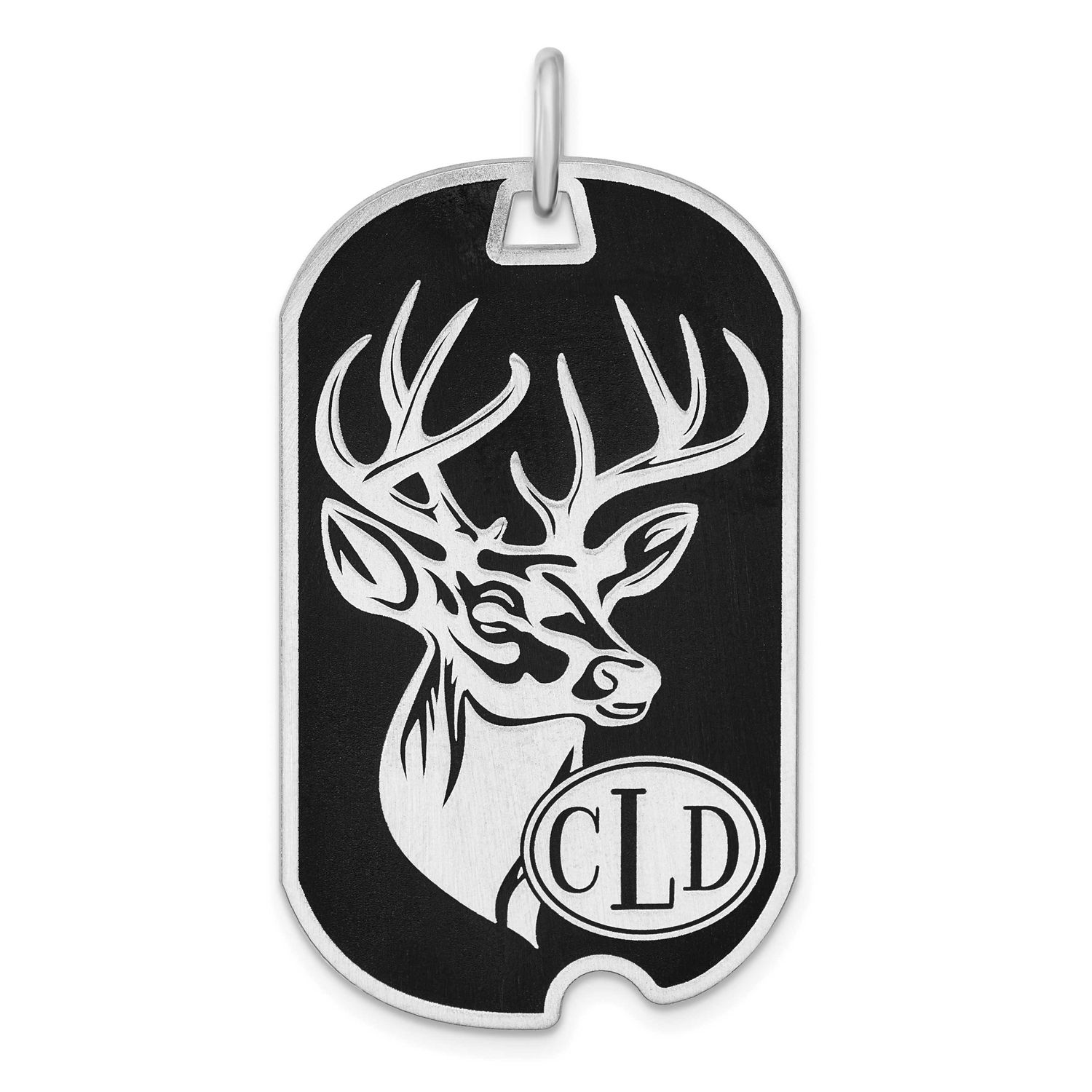 Satin and Epoxy Monogram Dog Tag Sterling Silver Rhodium-plated XNA1558SS