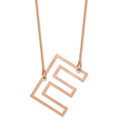 Sideways Cut Out Initial E Necklace 14k Rose Gold XNA1473R/E