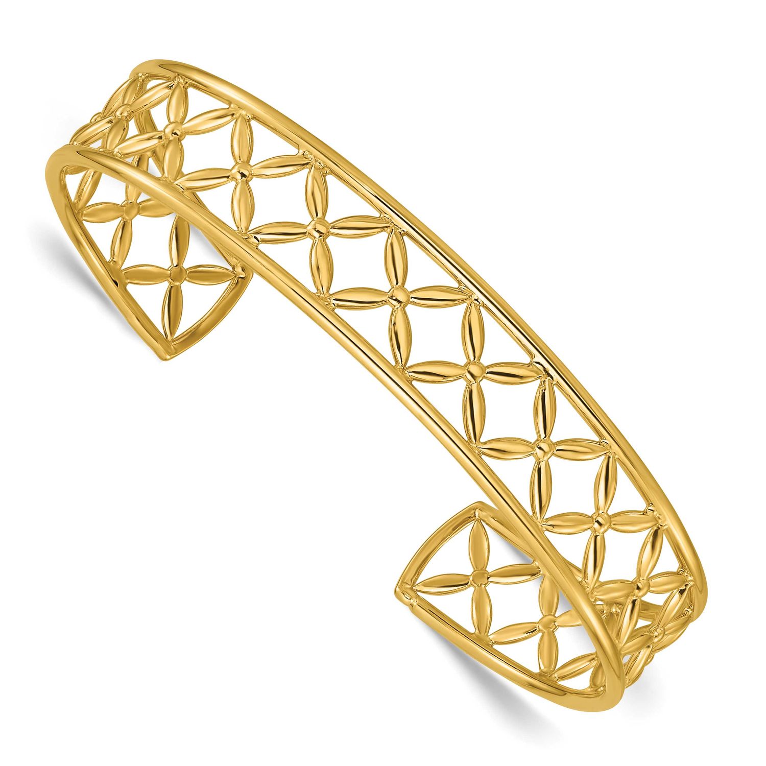 Fancy Flexible Cuff Bangle 14k Gold Polished LF2197