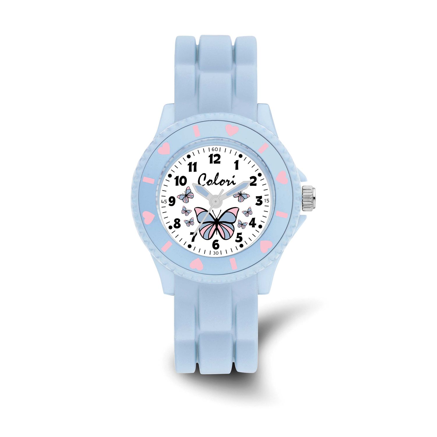 Colori Kid 30mm Butterflies Dial with Light Blue Silicone Band Watch XWA6604