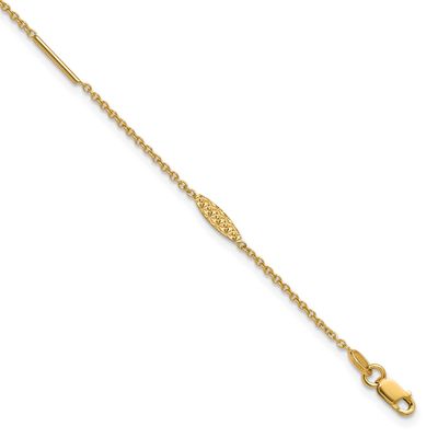 Diamond-Cut 9 Inch Plus 1 Inch Extender Anklet 14k Gold Polished LF2171-9 196904311967