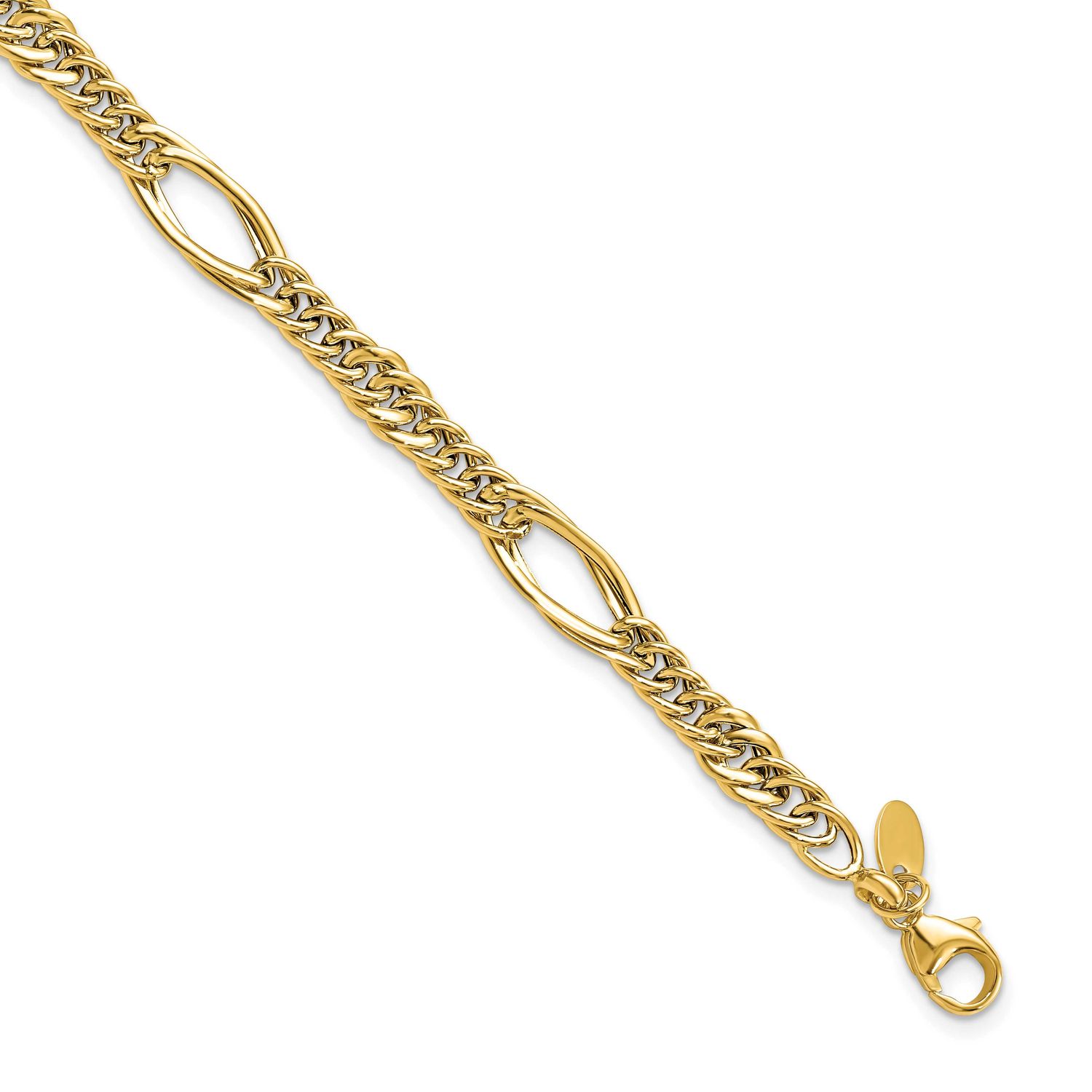 Fancy Link Bracelet 10k Gold Polished 10LF677-7.5