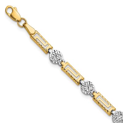 Diamond-Cut Fancy Link Bracelet 14k Two-tone Gold Polished LF2049-7 196904335178
