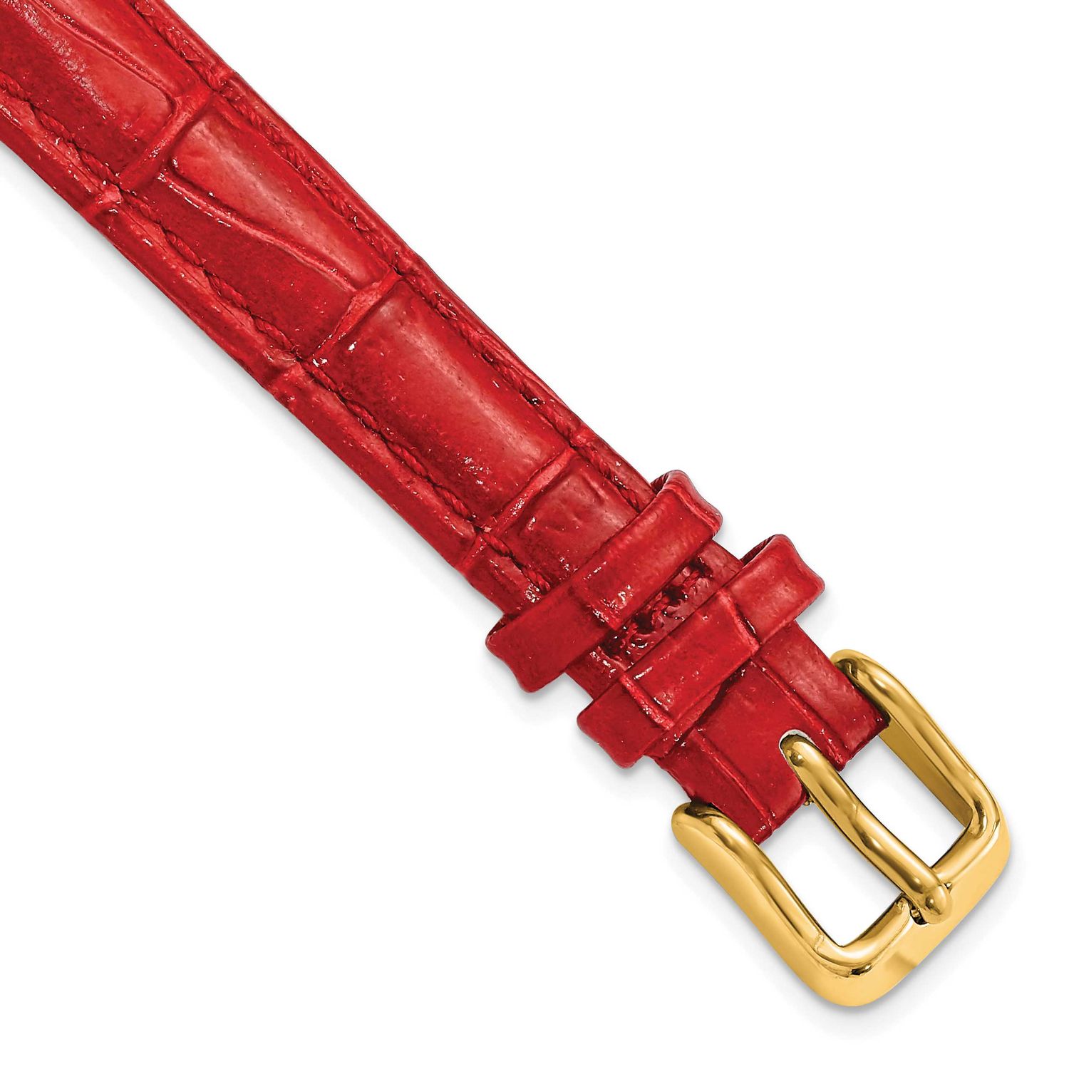 Debeer 12mm Red Crocodile Grain Chronograph Leather with Gold-Tone Buckle 6.75 Inch Watch Band BAY1…
