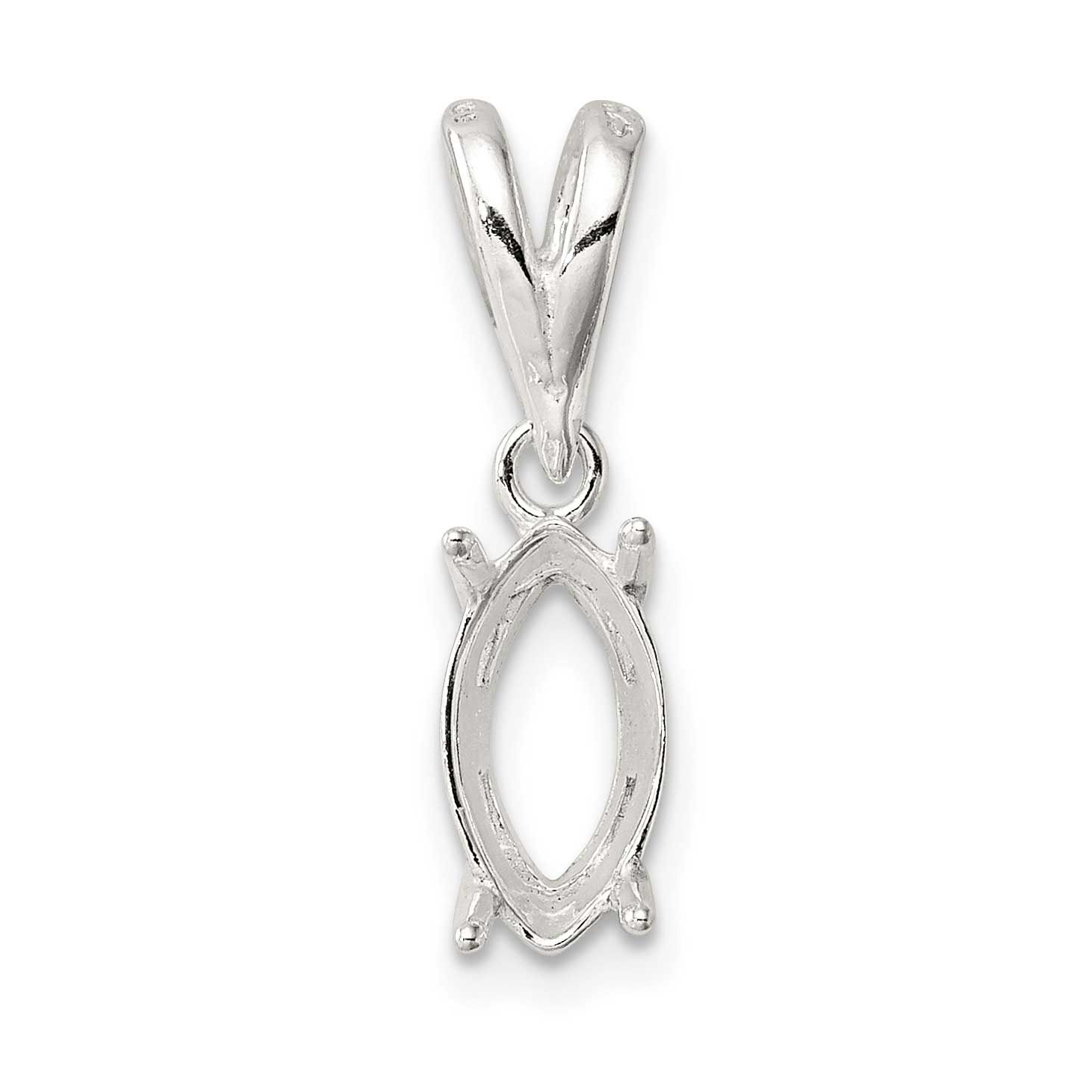 Marquise 4-Prong 12 x 6mm Loose Bail Pendant Setting Sterling Silver SS3283-4