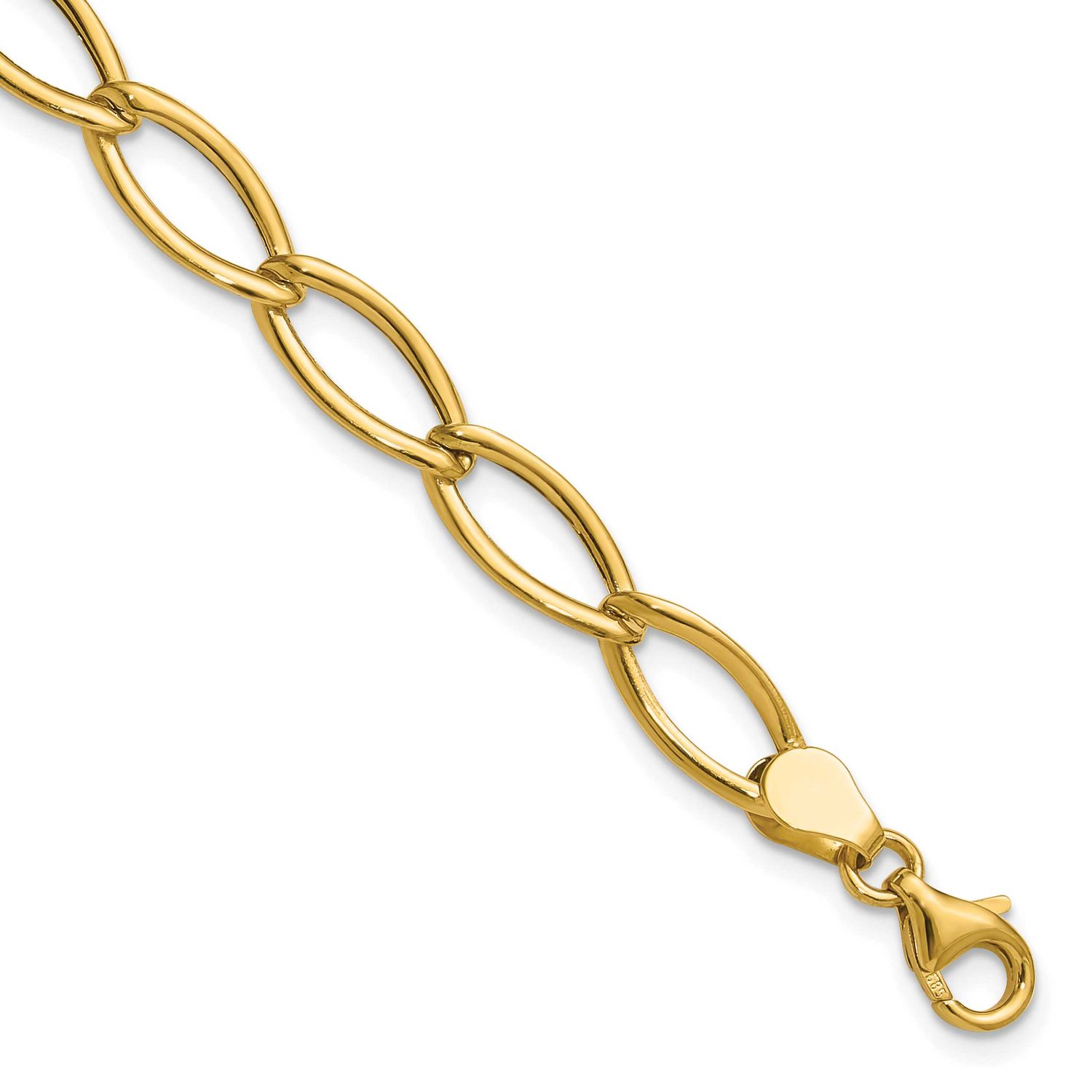 Fancy Oval Link Bracelet 14k Gold Polished LF2216-7.5