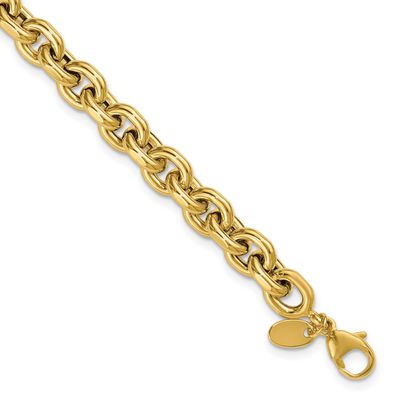 6.5mm Flat Edge Cable Link Bracelet 14k Gold Polished LF2223-7.5 196904317471