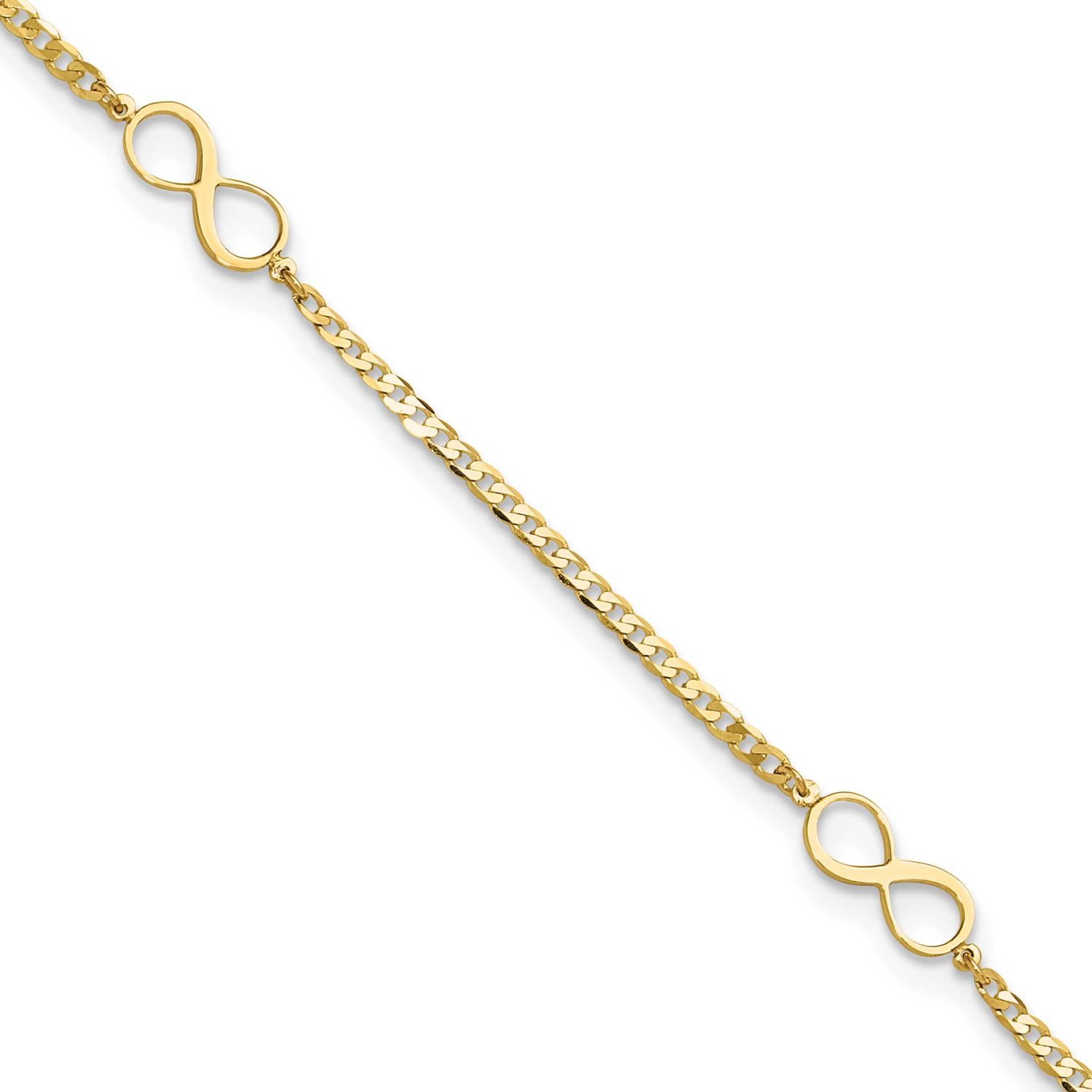 Infinity Symbol 9 Inch Plus 1 Inch Extender Anklet 14k Gold Polished LF1909-9 196904258842