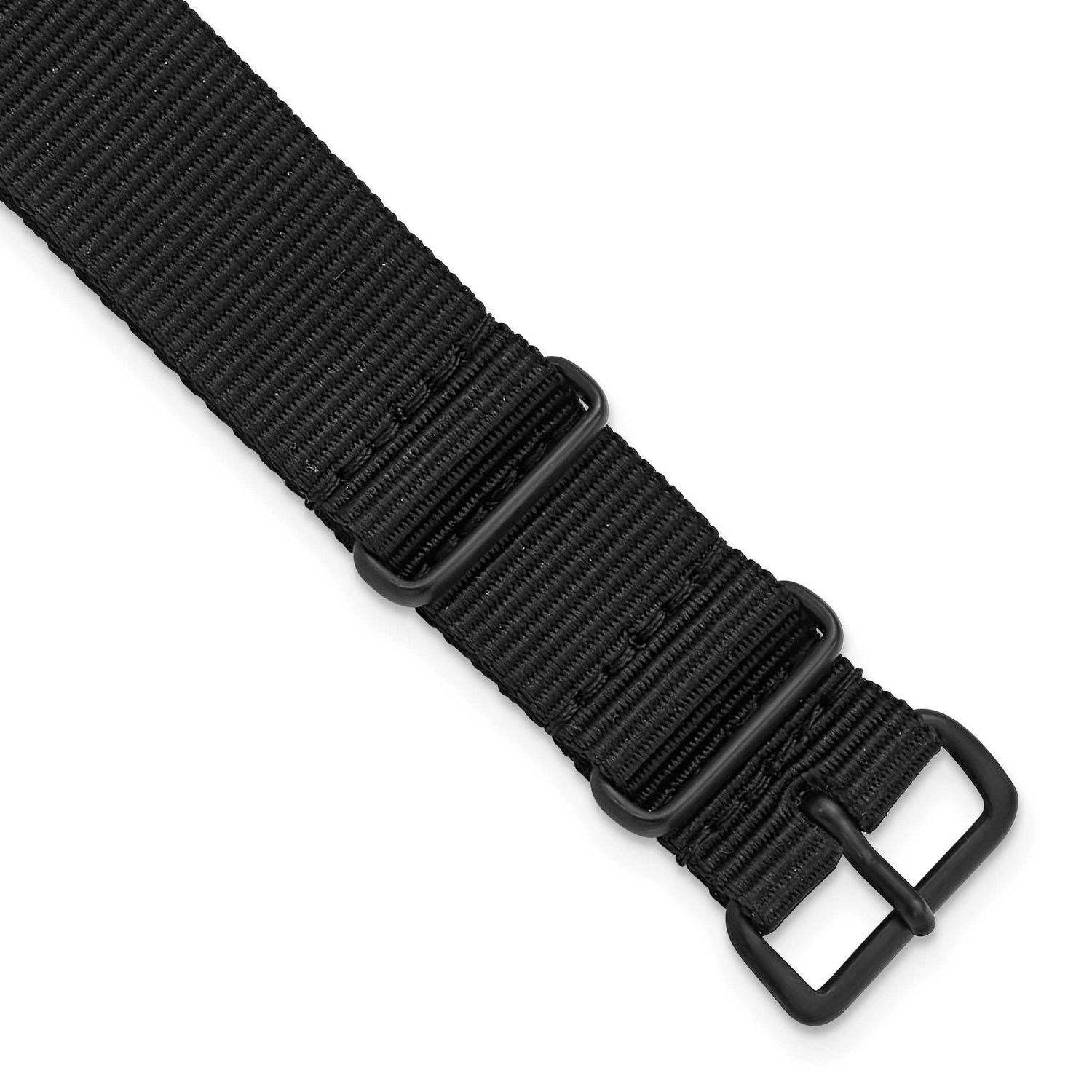Debeer 18mm One-Piece Black Military Ballistic G10 Nylon with Black Pvd-Plated Buckle 10.75 Inch Wa…