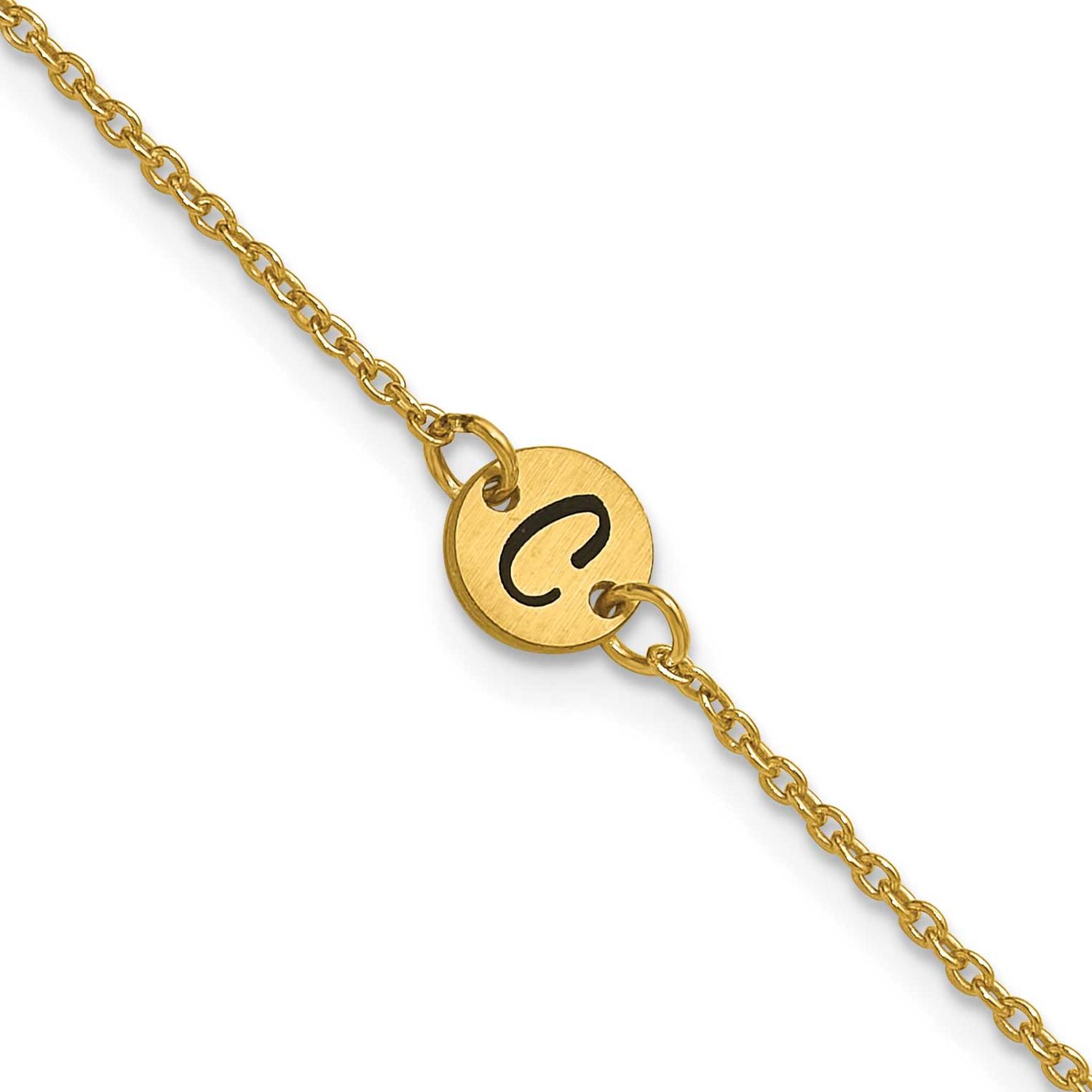 Gold-Plated Brushed 1 Station Disc with Epoxy Initial Bracelet Sterling Silver XNA1522/1GP