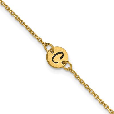 Gold-Plated Brushed 1 Station Disc with Epoxy Initial Bracelet Sterling Silver XNA1522/1GP