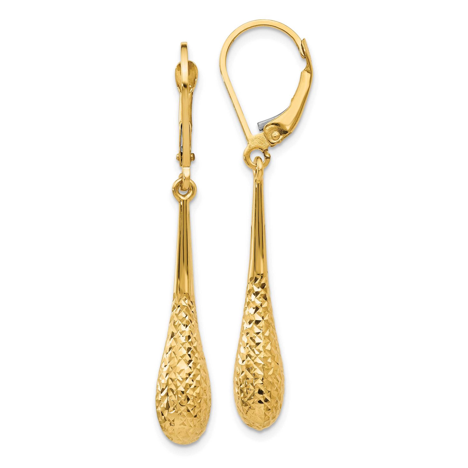 Diamond-Cut Leverback Earrings 10k Gold Polished 10LE629 196904258965