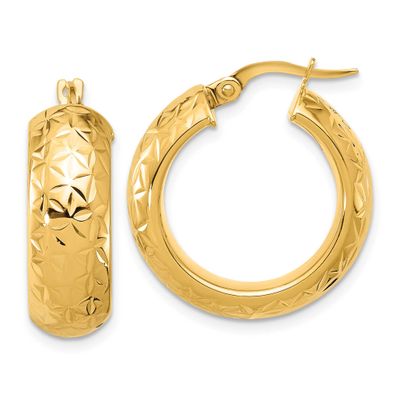 Diamond-Cut Half Round Circle Hoop Earrings 14k Gold Polished LE2733 196904335147
