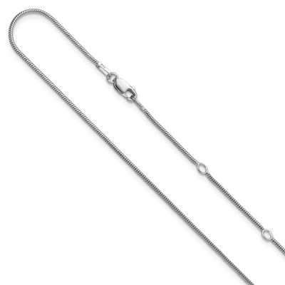 1.1mm Round Snake 1In+1 Inch Adjustable Chain 18 Inch Sterling Silver Rhodium-plated FC100-16+2