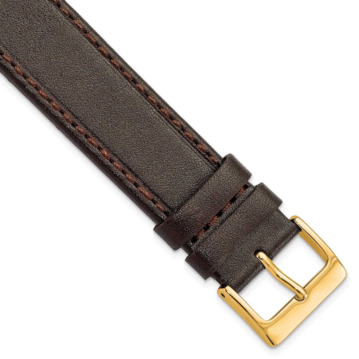 Debeer 19mm Dark Brown Genuine Calf Leather with Gold-Tone Buckle 7.5 Inch Watch Band BAY359-19 196…