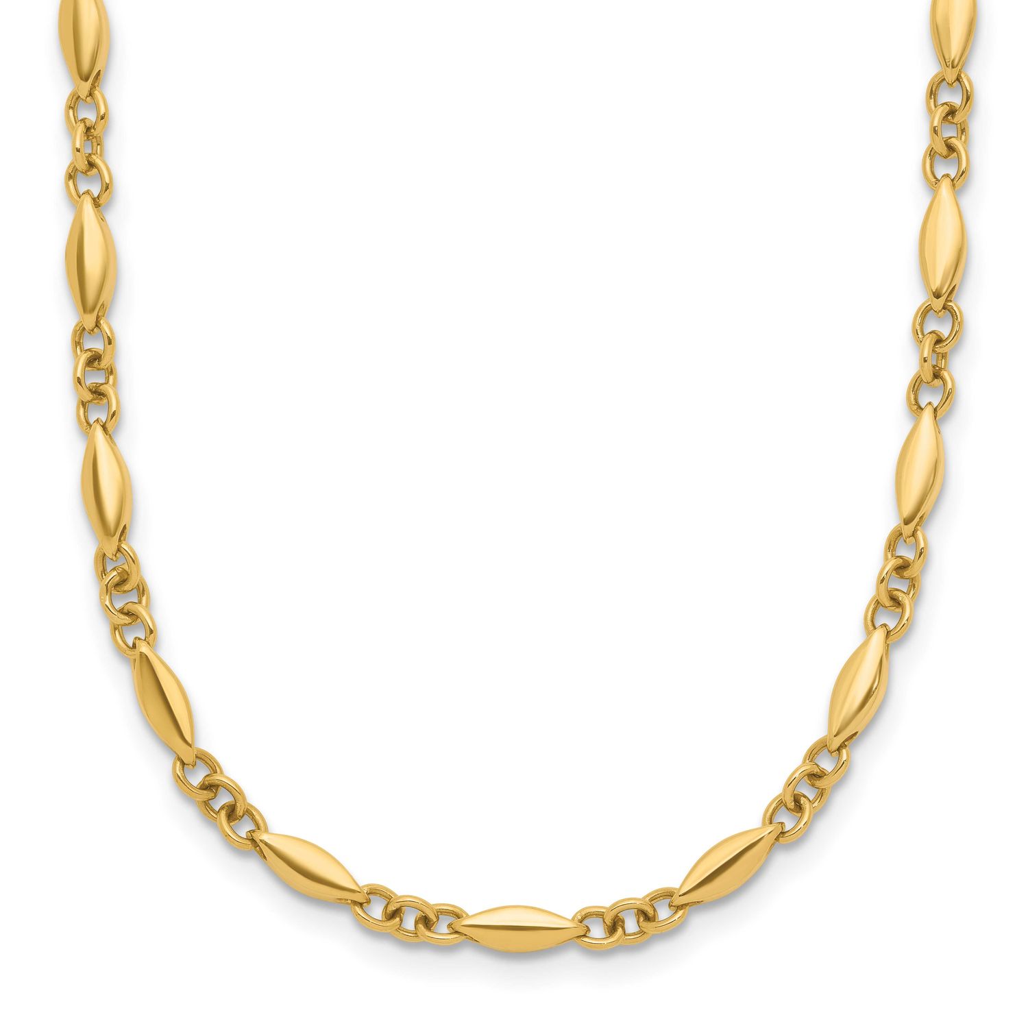Fancy Link Necklace 14k Gold Polished LF1850-17 196904330531