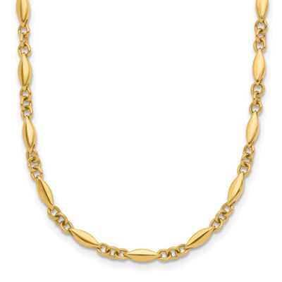 Fancy Link Necklace 14k Gold Polished LF1850-17 196904330531
