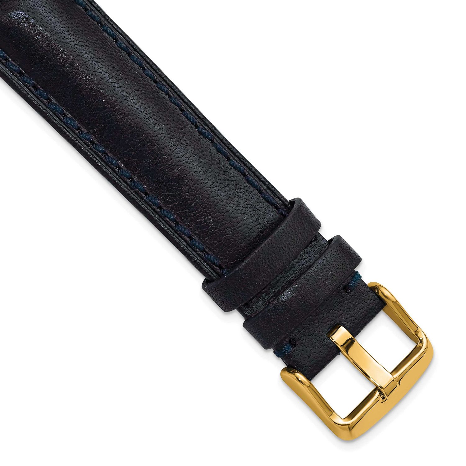 Debeer 24mm Dark Blue Oil-Tanned Leather Stitched with Gold-Tone Buckle 8 Inch Watch Band BAY568-24