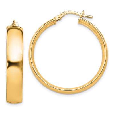 Gold-Tone Polished Hinged Hoop Earrings Sterling Silver QLE268Y