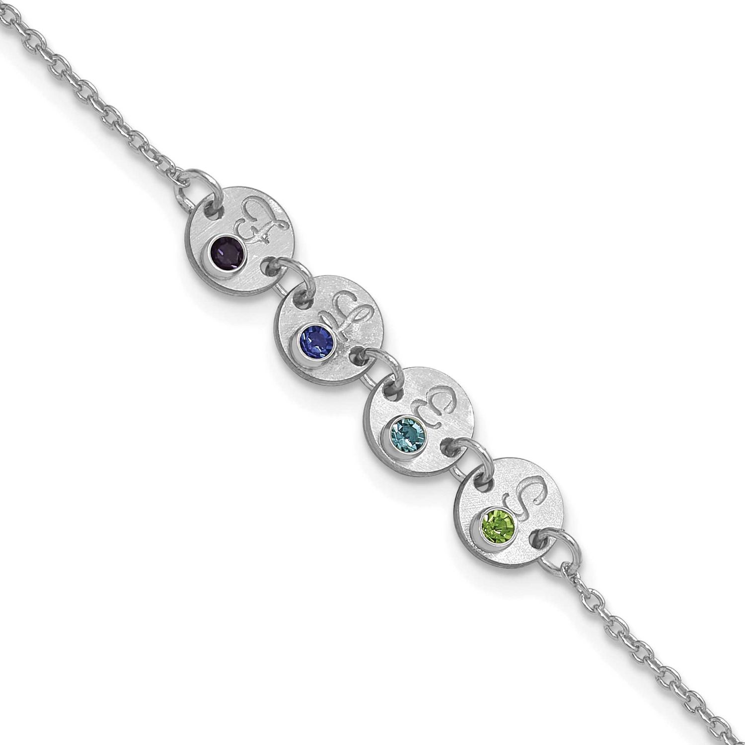 4 Disc with Initial and Birthstone Bracelet 14k White Gold XNA1523/4W