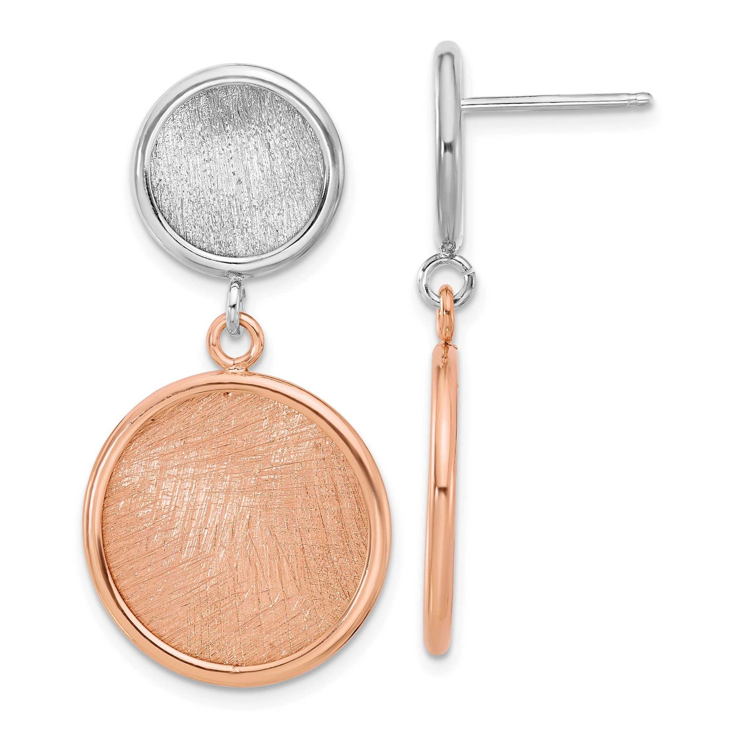 Rose-Tone Radiant Essence Polished/Scratch Earrings Sterling Silver Rhodium-plated QLE1501 19690434…