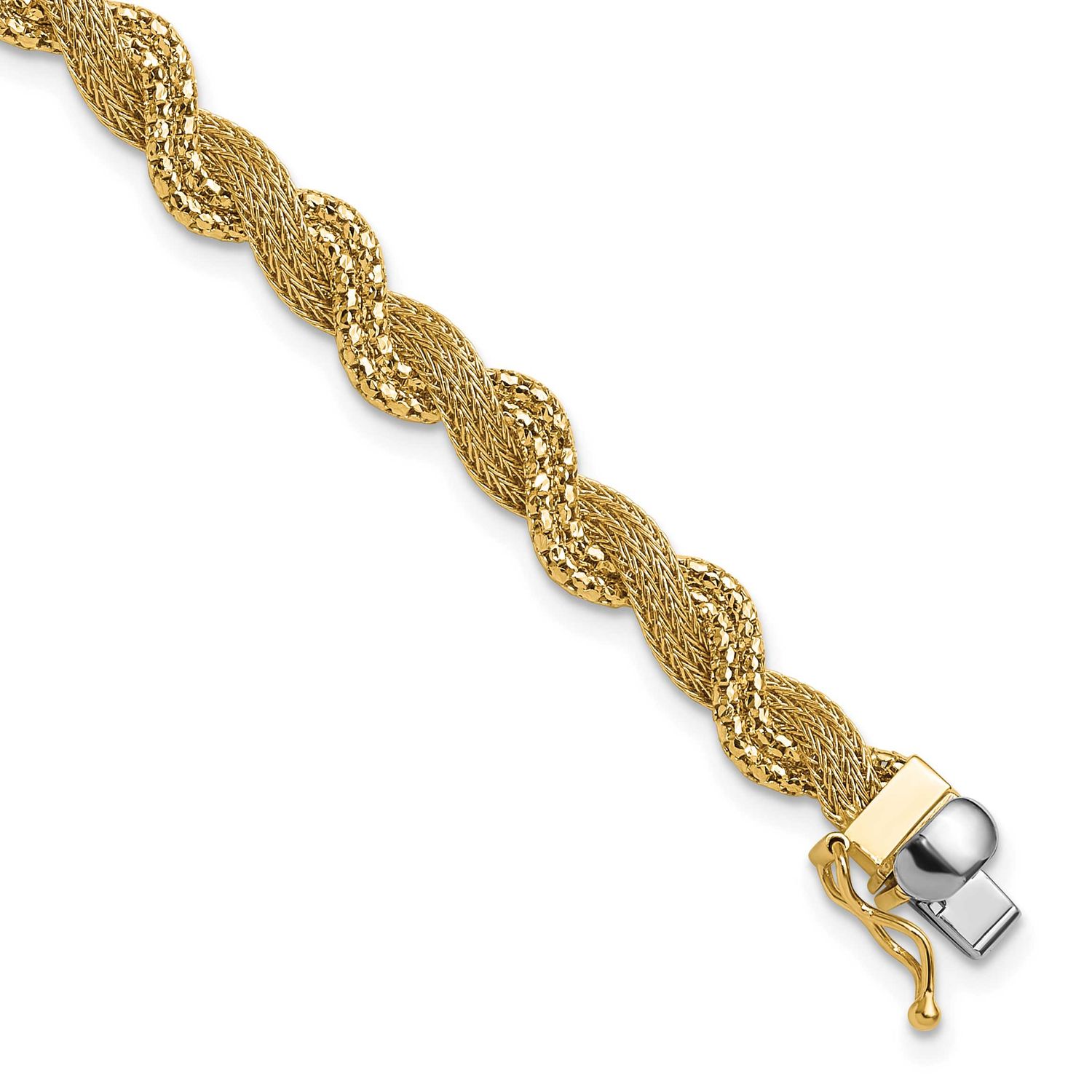 Textured and Diamond-Cut Twisted Bracelet 14k Gold Polished LF2038-8 196904328057