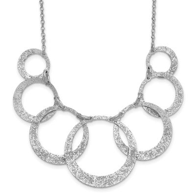 Radiant Essence Pol/Textured Circles with 2 Inch Extender Necklace Sterling Silver QLF1473-18