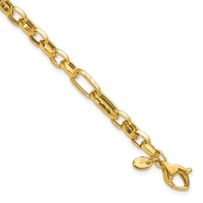Hammered Fancy Link Bracelet 14k Gold Polished LF2052-7.5 196904315361
