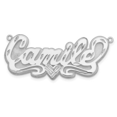 3D Diamond-Cut Heart Name Plate 10k White Gold 10XNA238W 191101092916