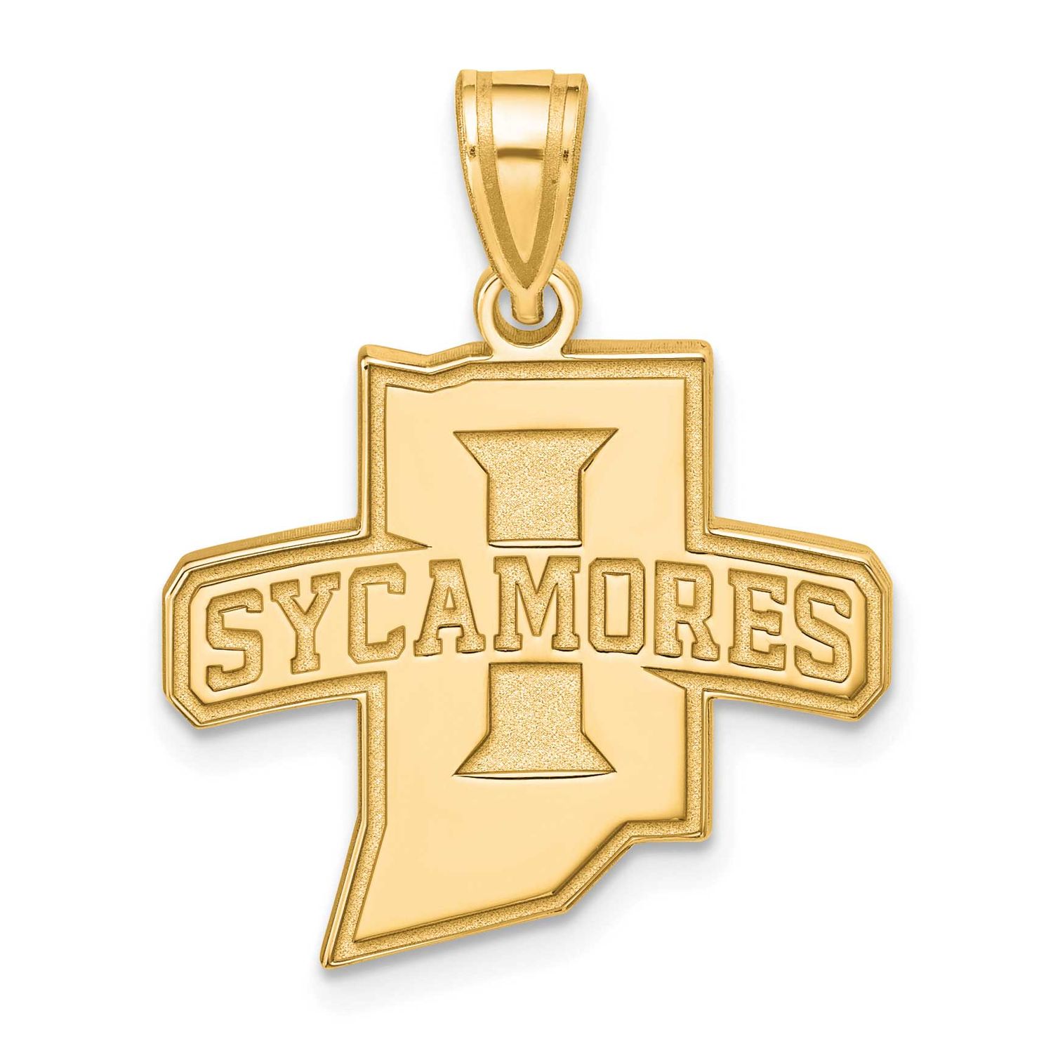 Indiana State University Sycamores Large Pendant Sterling Silver Gold-plated GP002ISU 886774892764