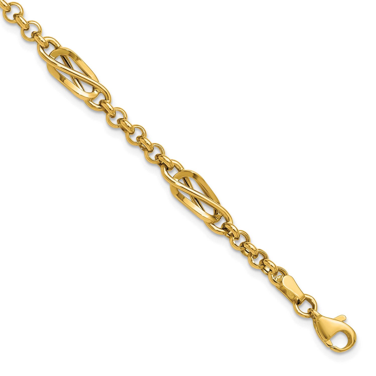 Fancy Link Bracelet 14k Gold Polished LF2103-7.5