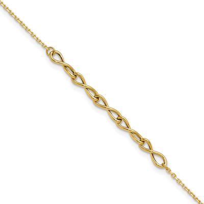 Infinity 9 Inch Plus 1 Inch Extender Anklet 14k Gold Polished LF2120-9 196904312001