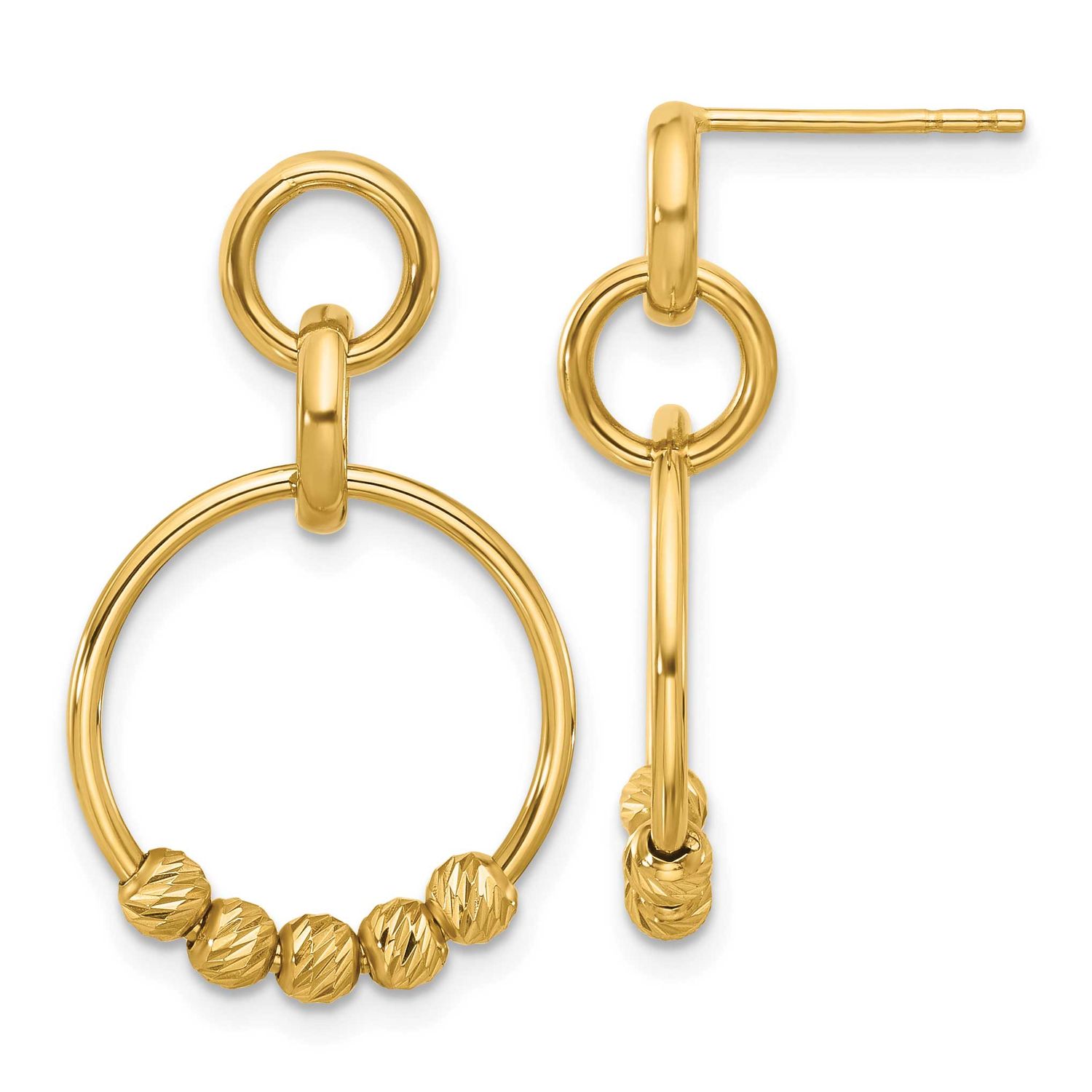 Diamond-Cut Dangle Post Earrings 14k Gold Polished LE2655 196904341995