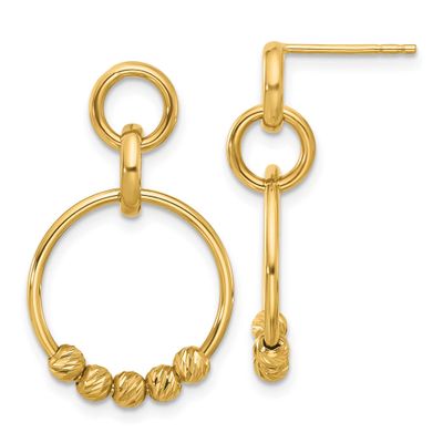 Diamond-Cut Dangle Post Earrings 14k Gold Polished LE2655 196904341995