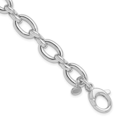 Fancy Link with .25 Inch Extender Bracele Sterling Silver Rhodium-plated Polished QLF1382-7.5 19690…