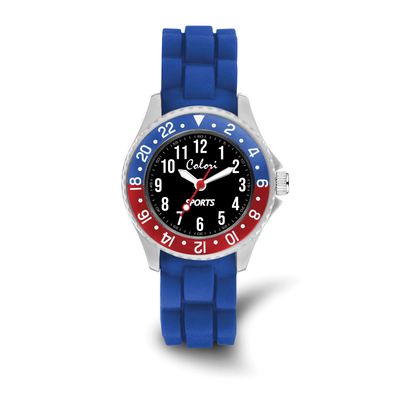 Colori Kid 30mm Sports Dial with Blue and Red Bezel and Blue Silicone Band Watch XWA6610