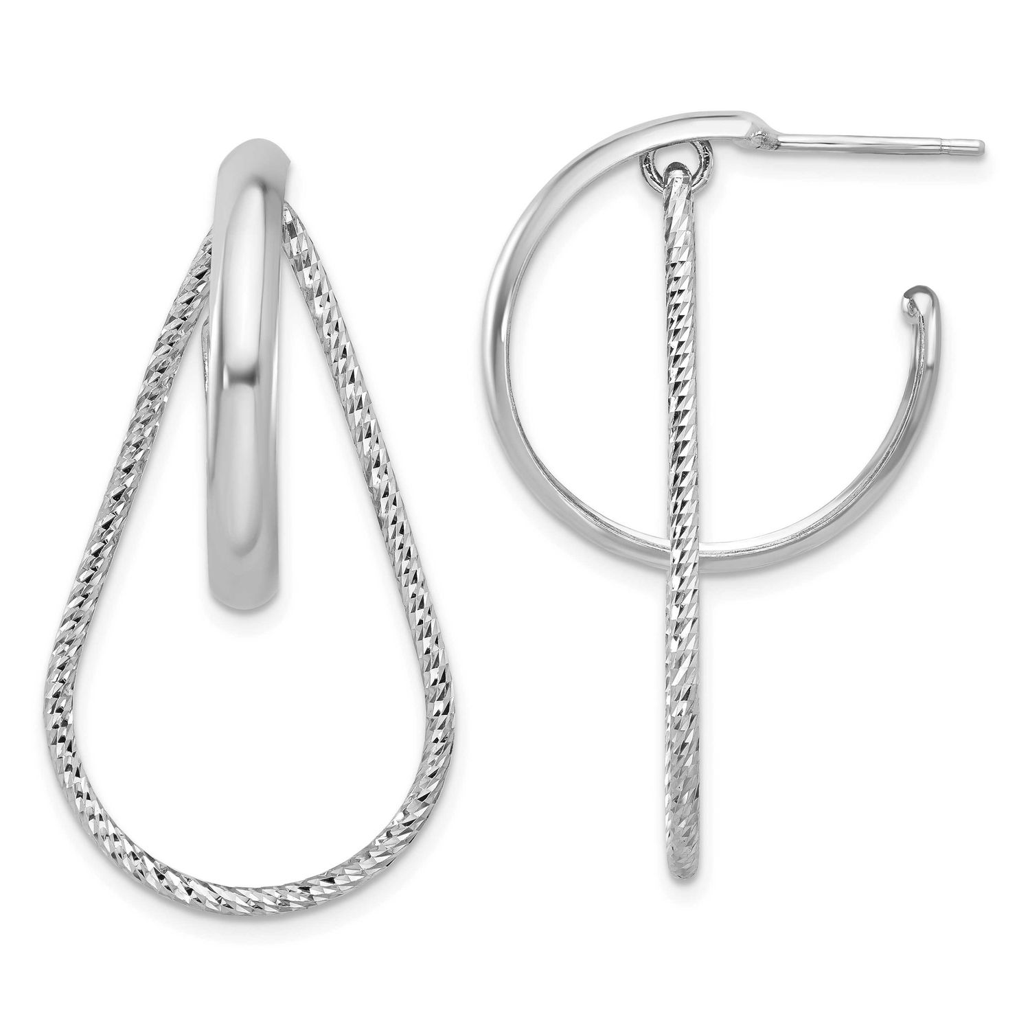 Diamond-Cut Dangle Earrings Sterling Silver Rhodium-plated Polished QLE1487 196904347560