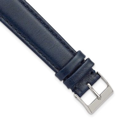 Debeer 17mm Navy Smooth Leather with Silver-Tone Buckle 7.5 Inch Watch Band 35-17 196904355039