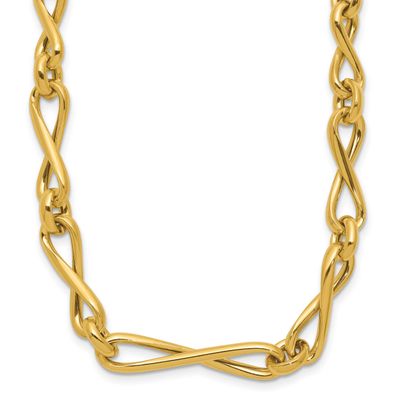Fancy Twisted Link Infinity Necklace 14k Gold Polished LF2061-18.25