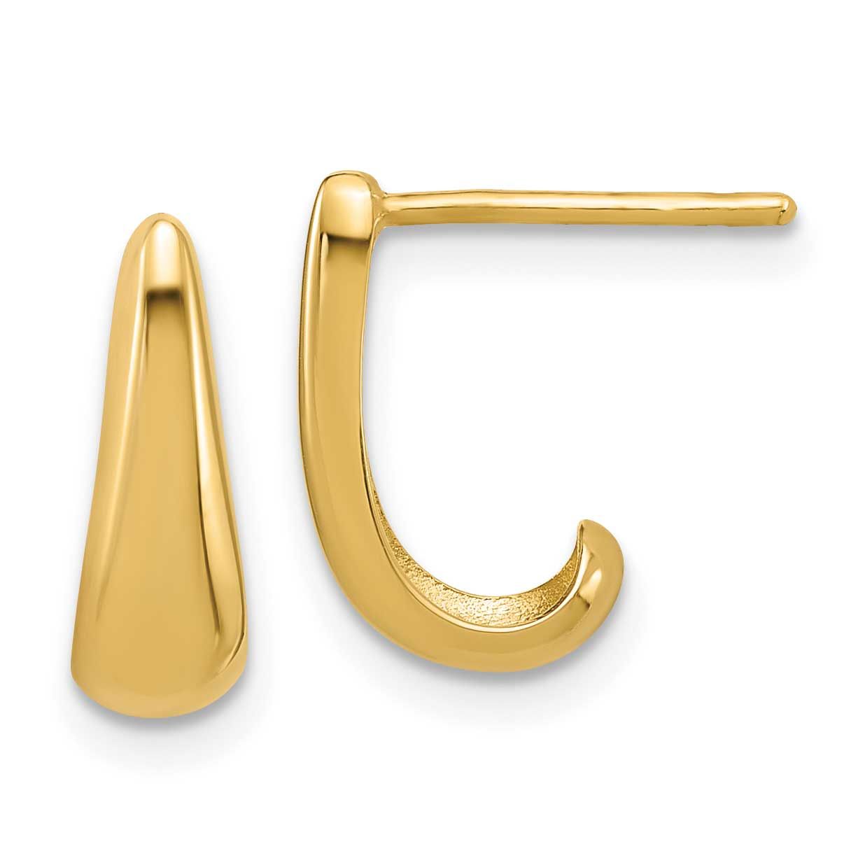 J-Hoop Post Earrings 14k Gold Polished LE2785 196904280188