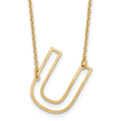 Sideways Cut Out Initial U Necklace 14k Gold XNA1473Y/U