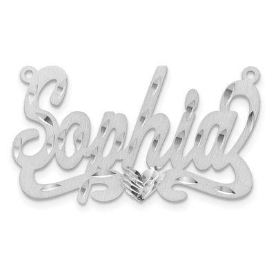 Satin Diamond-Cut Heart Name Plate Sterling Silver Rhodium-plated XNA172SS 191101541858